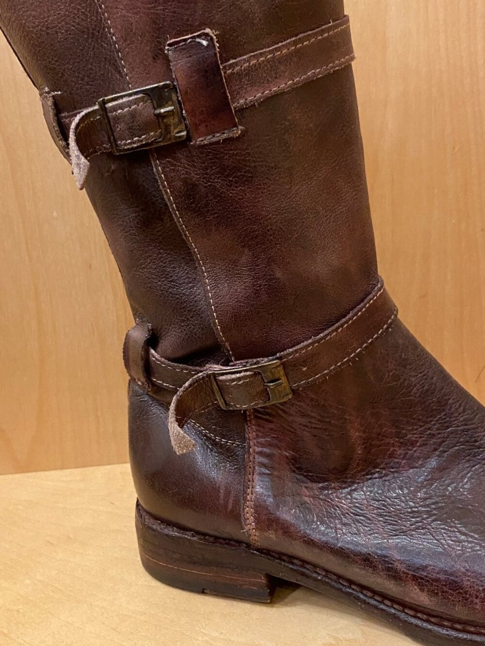 NEW Bed Stu "Turn" Double Buckle Distressed Brown Leather Boots - Size 8 - Picture 2 of 8